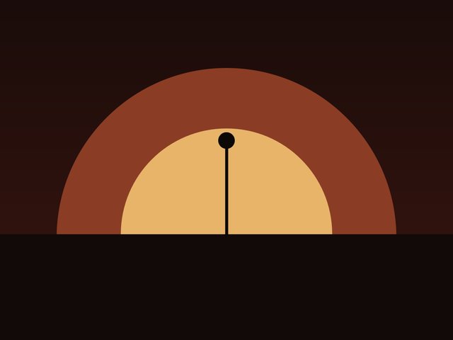 A lit stone arch over a dark stage, a mic stand in silhouette — the cave room at night.